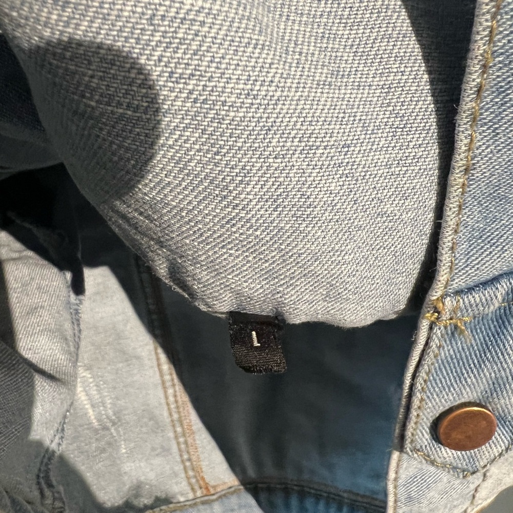 Denim Jacket with Geometric Pattern - image 5